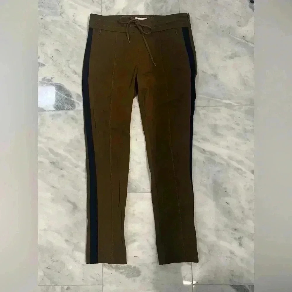 ANTHROPOLOGIE Essential Slim
Trouser Brown Black Contrast
Side Stripe Pants Sz 8
